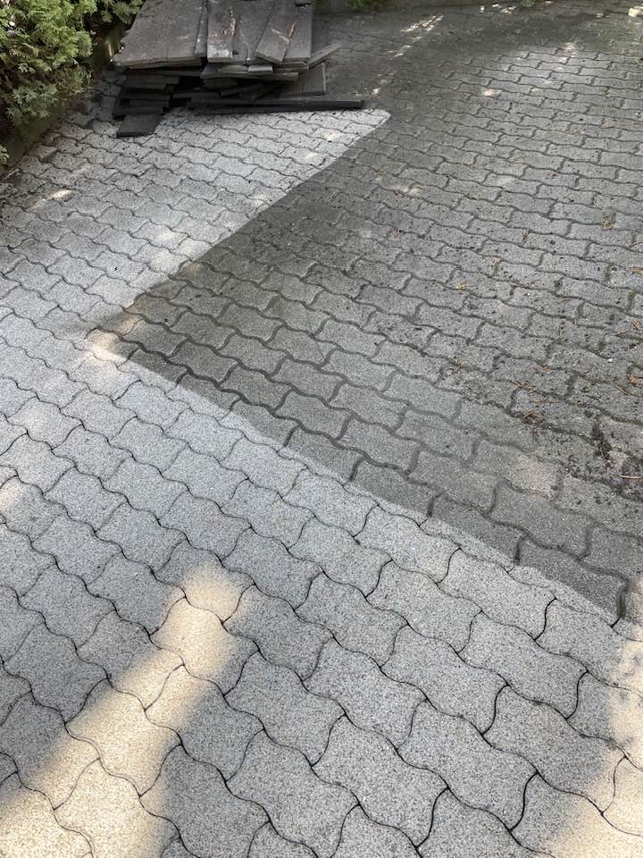 Terasz burkolata a magasnyomású mosás után